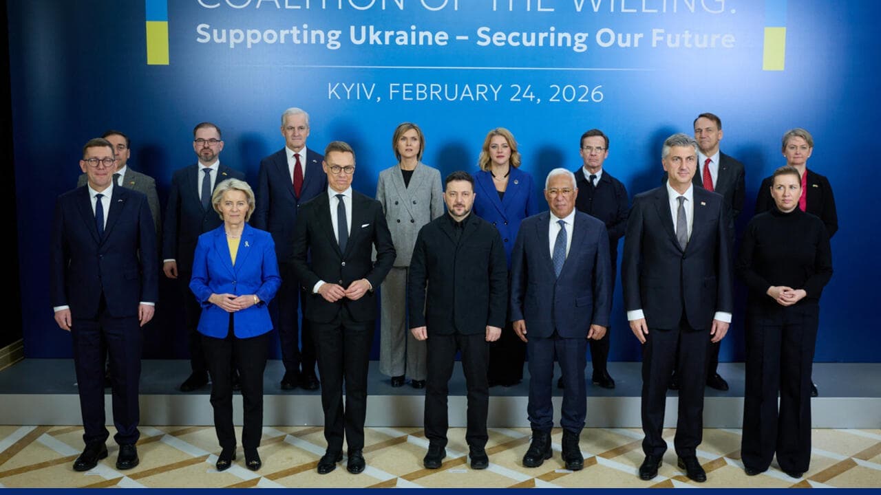 European leaders stand together at Kyiv security summit